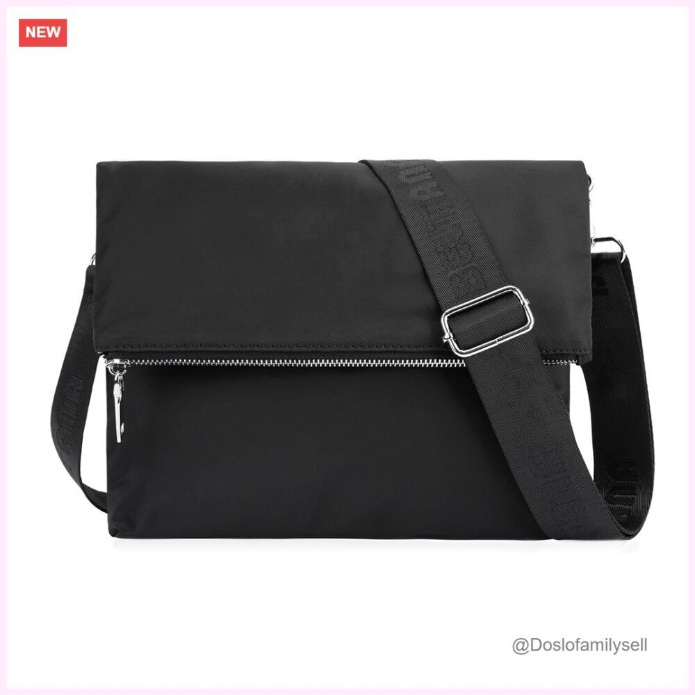 Nylon Crossbody Bag with Adjustable Strap, 3 Pockets, Water Resistant